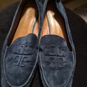 Tory Burch Dark Blue Suede Flats